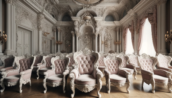 chaise baroque blanc et rose